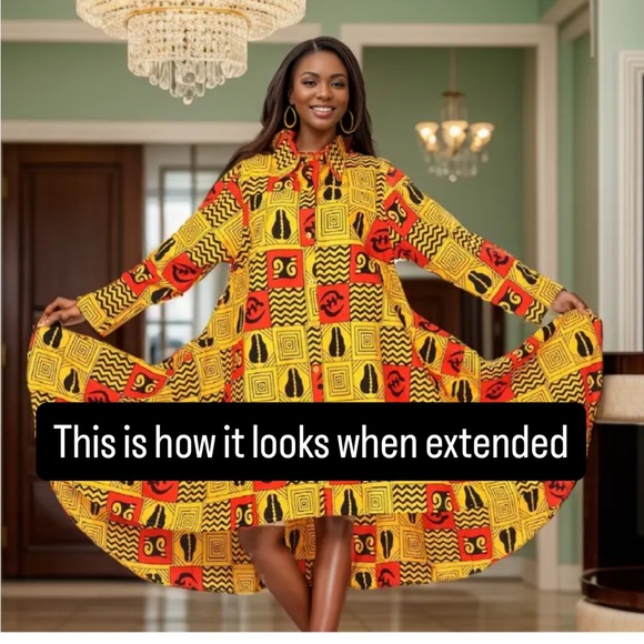 Casual Blue Long Sleeve Dress with Mandarin Collar - Picture 8 of 10